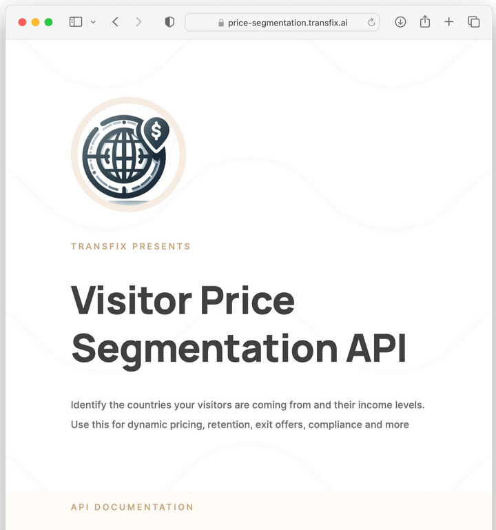 Screenshot of the Transfix price segmentation site